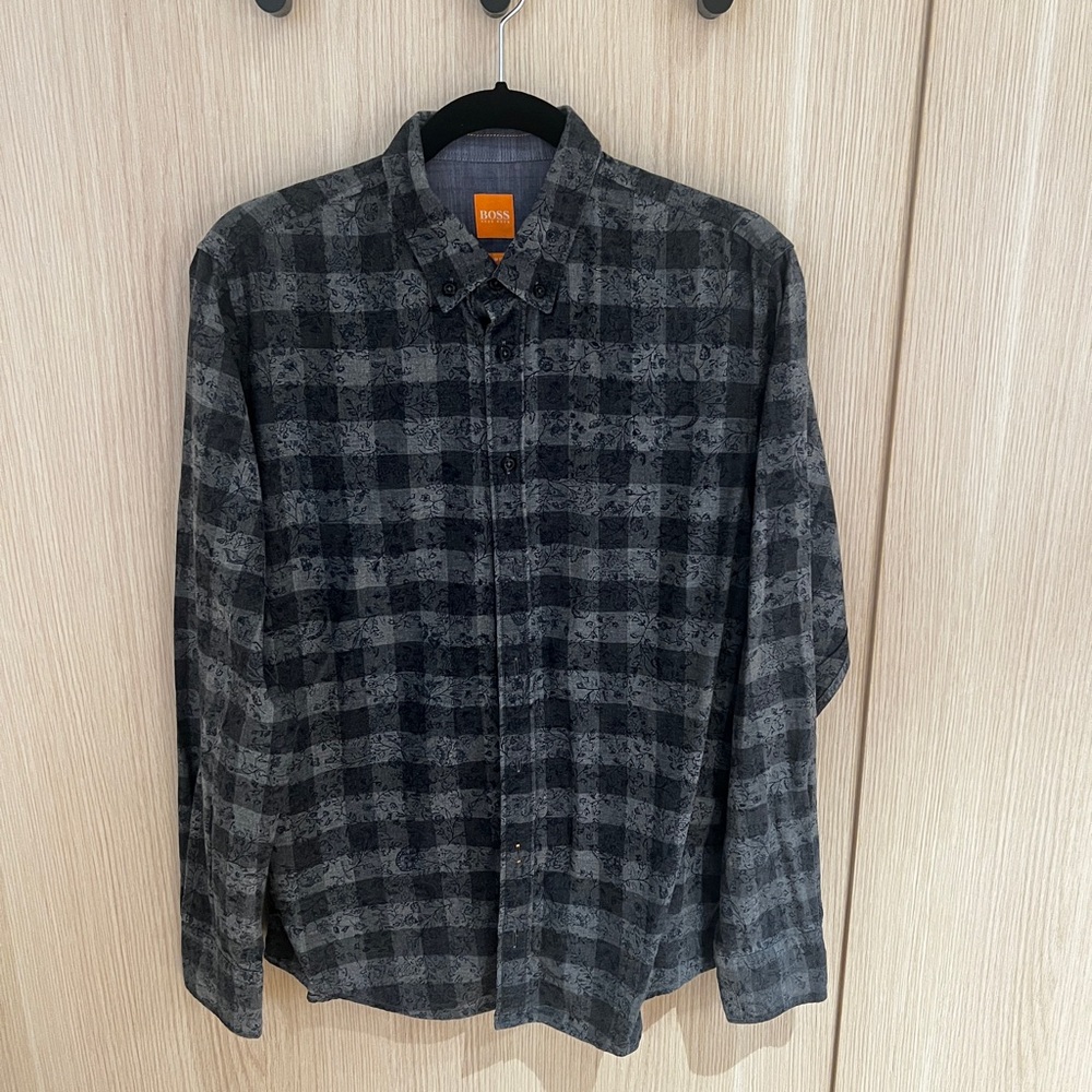 Boss Charcoal Patterned Shirt